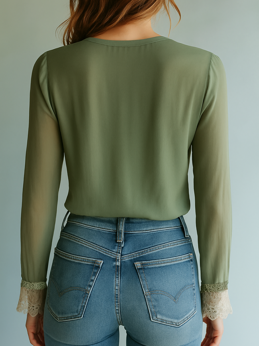 Bohemian | Floral Printed Lace Blouse, Green