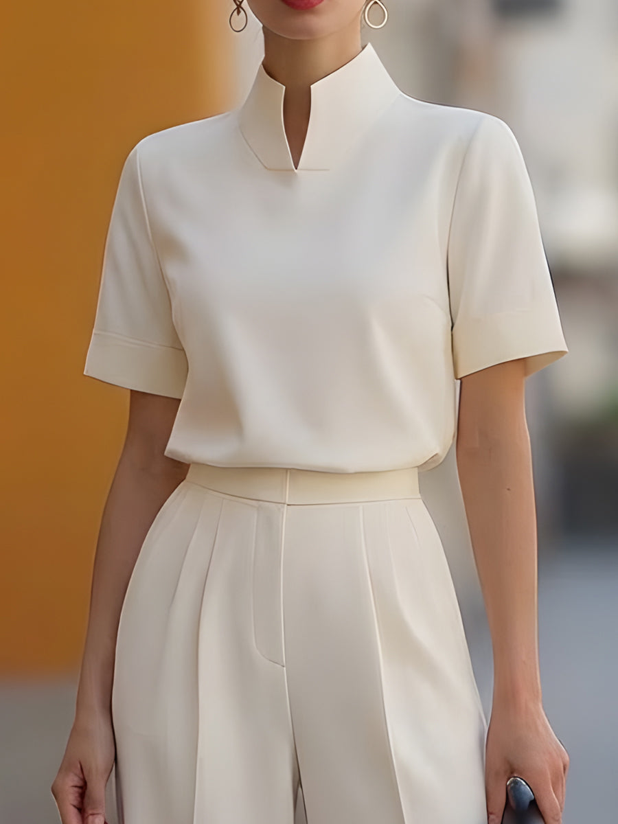 Women's High-Neck Wide-Leg Pant Set