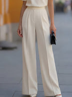 Women's High-Neck Wide-Leg Pant Set