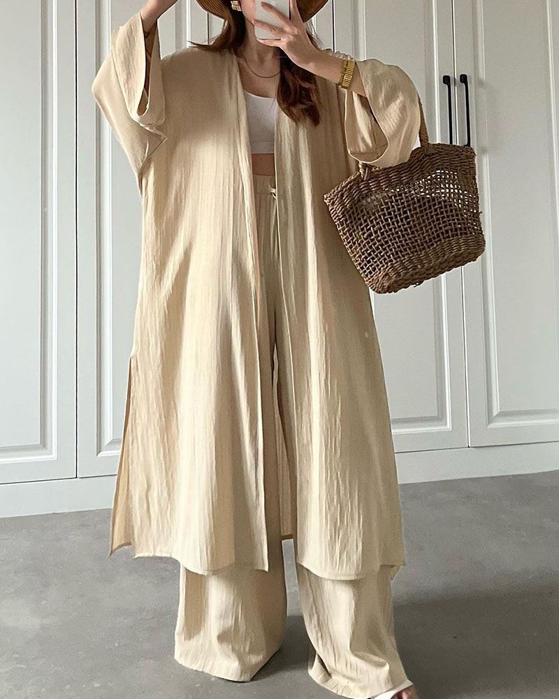 Florence | Chic Textured Longline Trouser Set