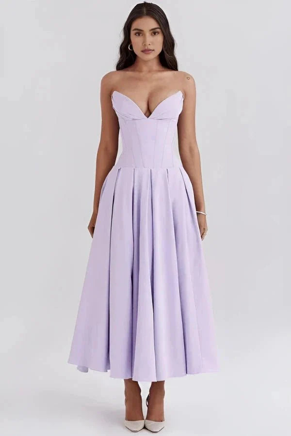 Laarni Off Shoulder Corset Midi Dress