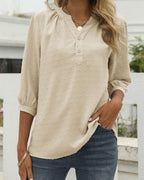 Women's Relaxed Fit Three-Quarter Sleeve Blouse
