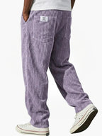 Men's Corduroy Straight Leg Trousers – Elastic Waist