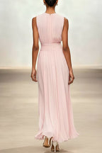 Ella | Fitted Crew Neck Maxi Dress with Back Zipper