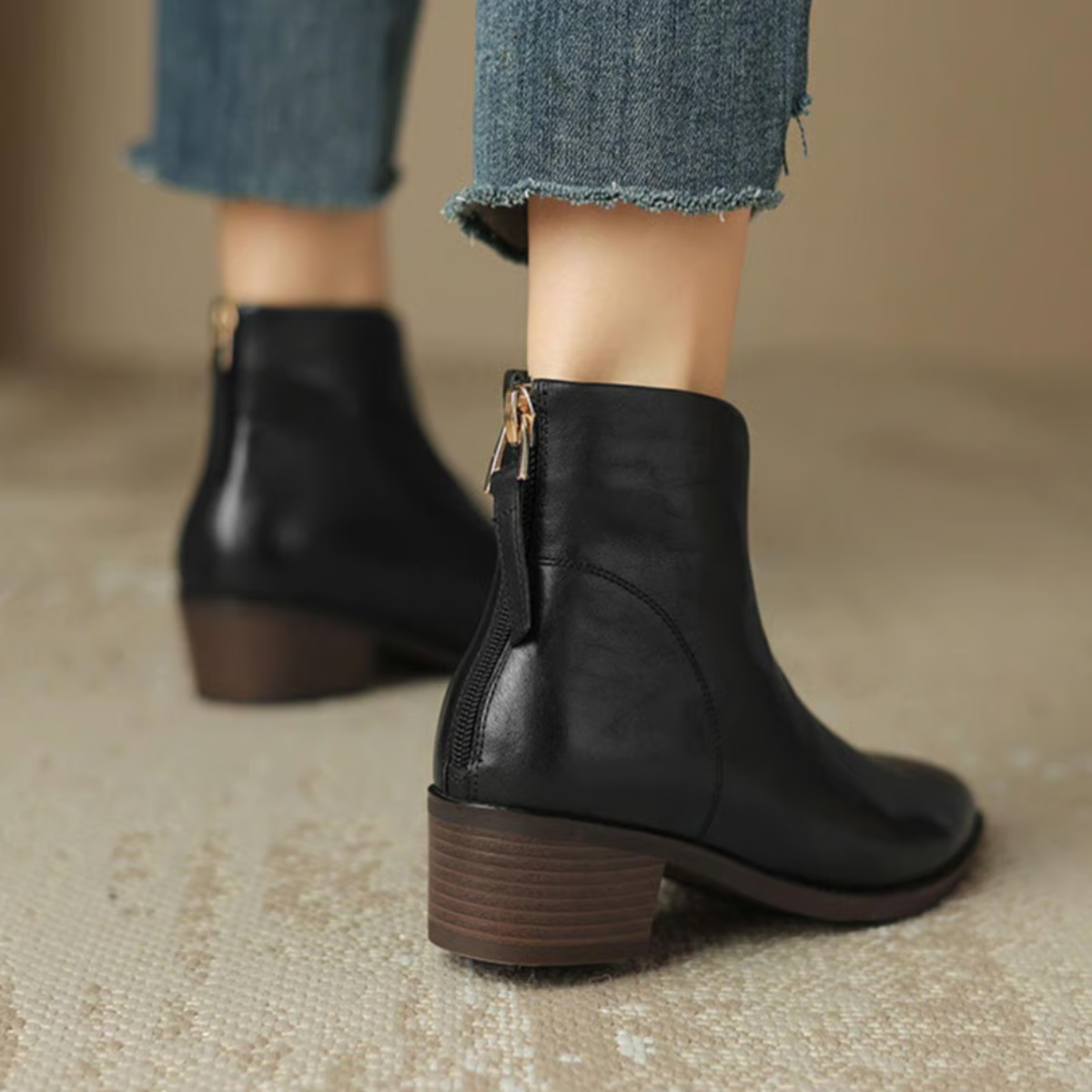 Camille Luxury Ankle Boots with Low Heels