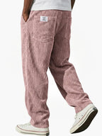 Men's Corduroy Straight Leg Trousers – Elastic Waist