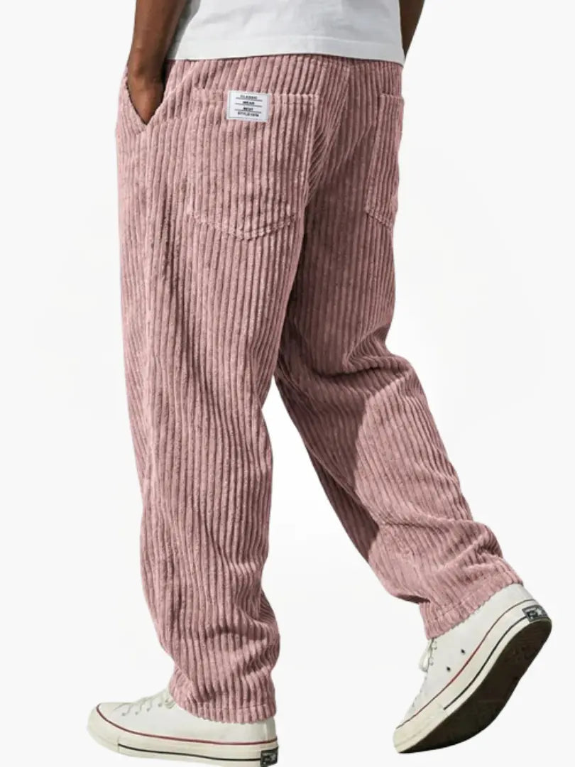 Men's Corduroy Straight Leg Trousers – Elastic Waist