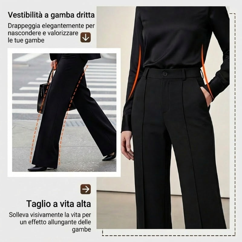High-waisted women's trousers, flowing and elegant