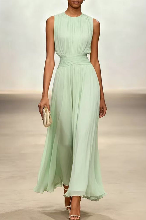 Ella | Fitted Crew Neck Maxi Dress with Back Zipper