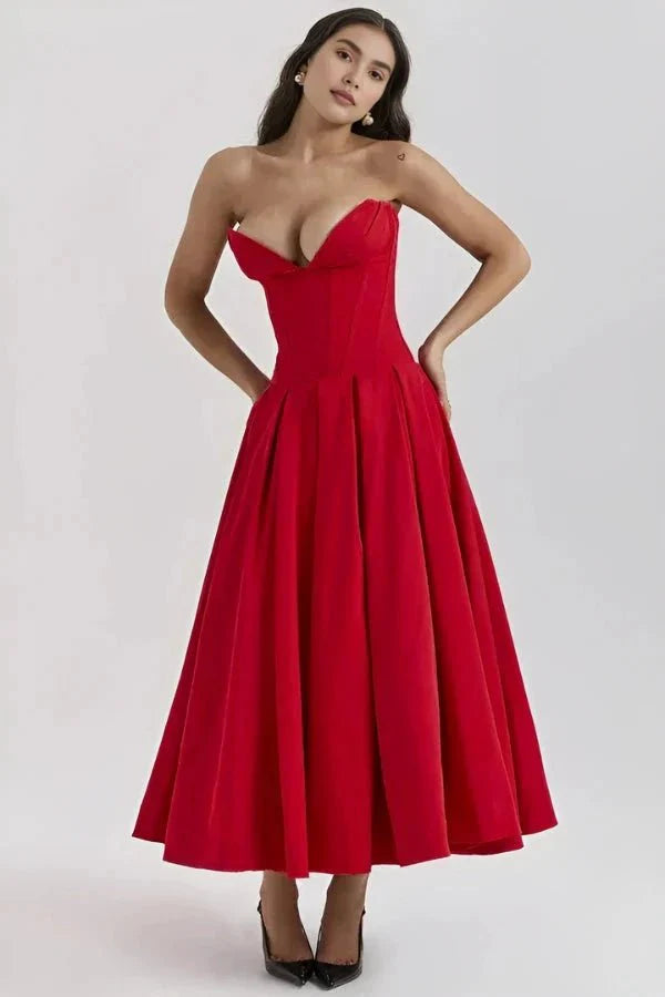 Laarni Off Shoulder Corset Midi Dress