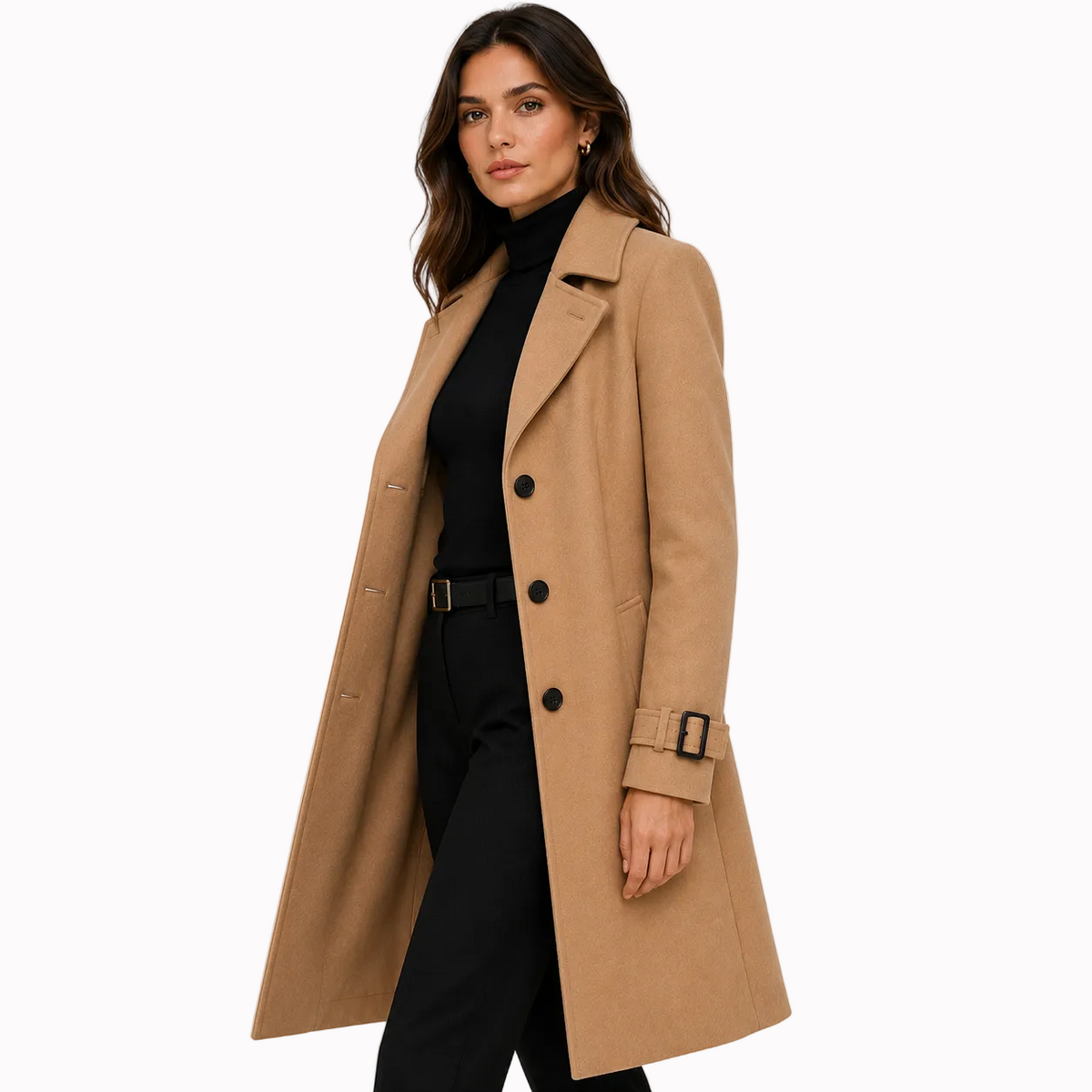 Women's Boiled Wool Button Front Coat