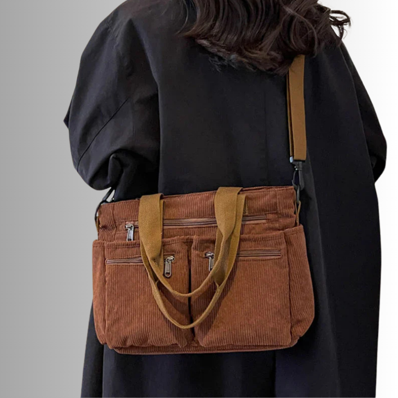Women's Corduroy Shoulder Tote Bag