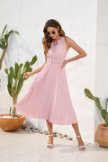 Women's Pleated Halter Midi Dress