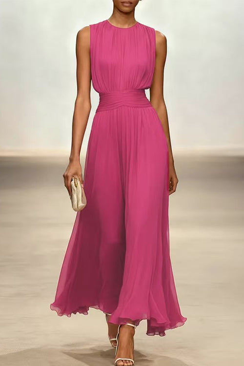 Ella | Fitted Crew Neck Maxi Dress with Back Zipper
