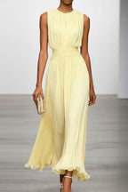 Ella | Fitted Crew Neck Maxi Dress with Back Zipper