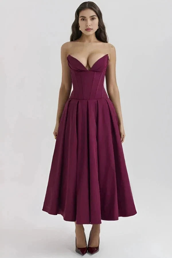 Laarni Off Shoulder Corset Midi Dress