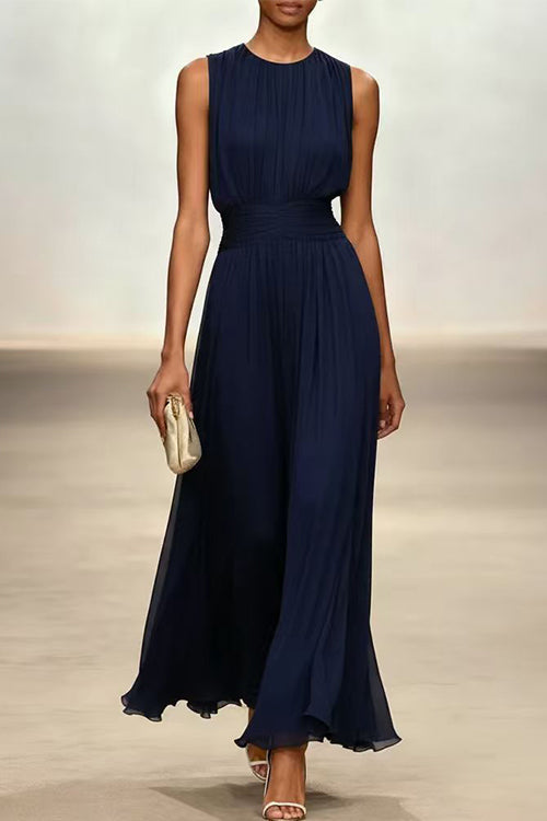 Ella | Fitted Crew Neck Maxi Dress with Back Zipper