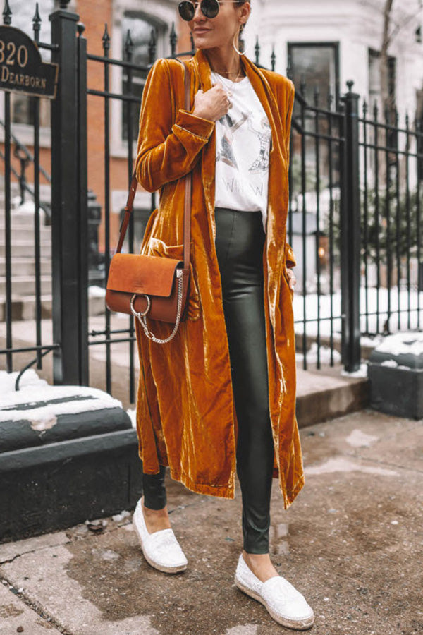 Women's Velvet Kimono Coat – Mandarin Collar
