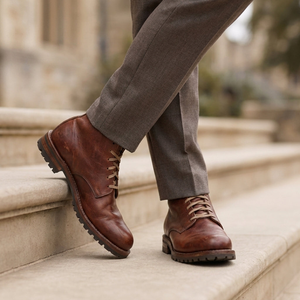 Men's Classic Faux Leather Lace-Up Boots