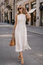 Johanna - Sleeveless Midi Dress Lace Details