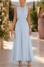 Ella | Fitted Crew Neck Maxi Dress with Back Zipper
