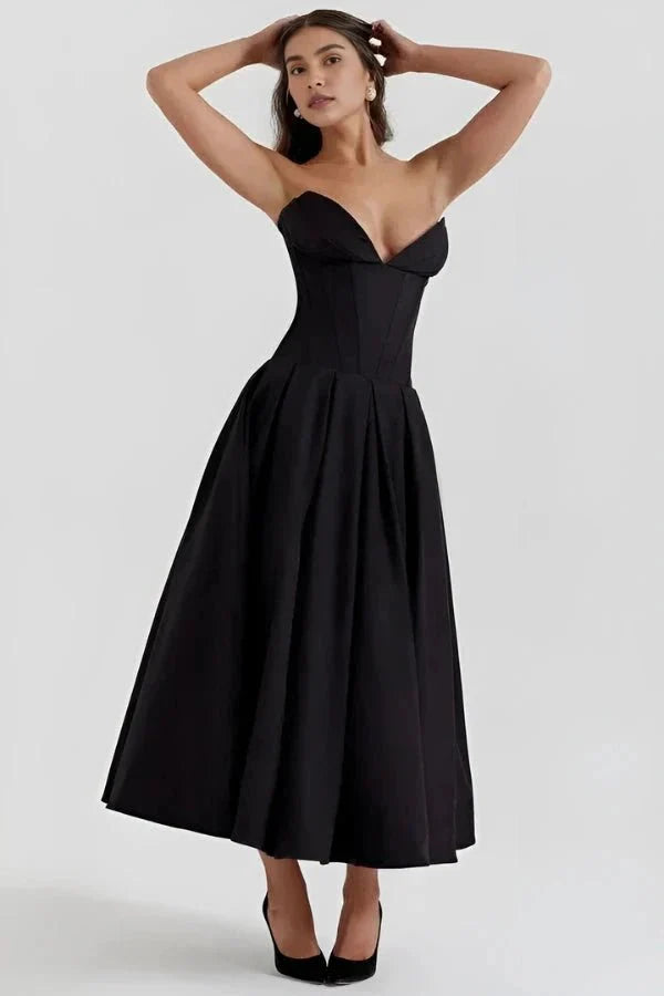 Laarni Off Shoulder Corset Midi Dress