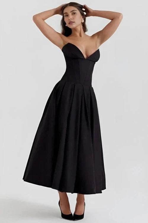 Laarni Off Shoulder Corset Midi Dress