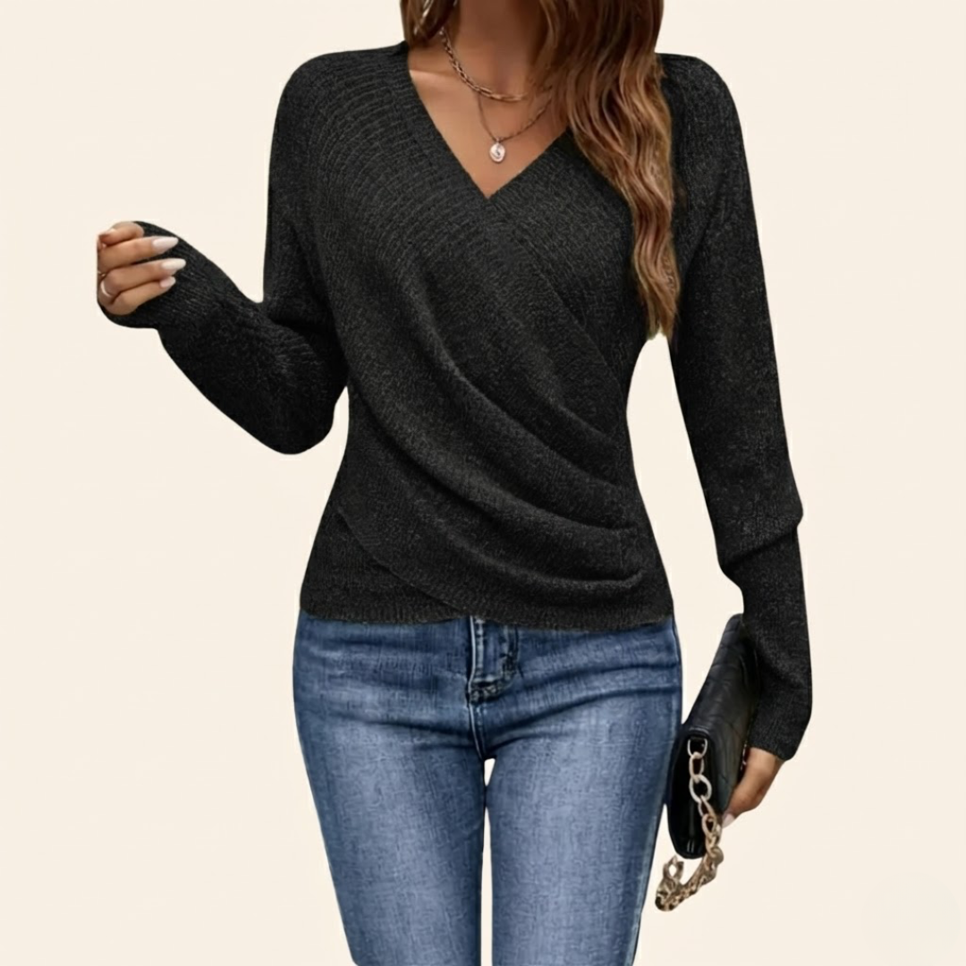 Clarissa Elegant wrap top with V-neckline