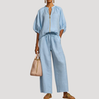 Women's Puff Sleeve Linen Set