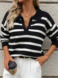 Mia | Chic Cropped Stripe Polo Jumper