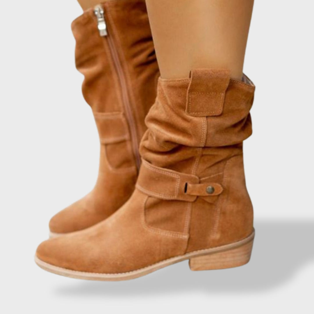 Mia | Round Toe Suede Ankle Boots