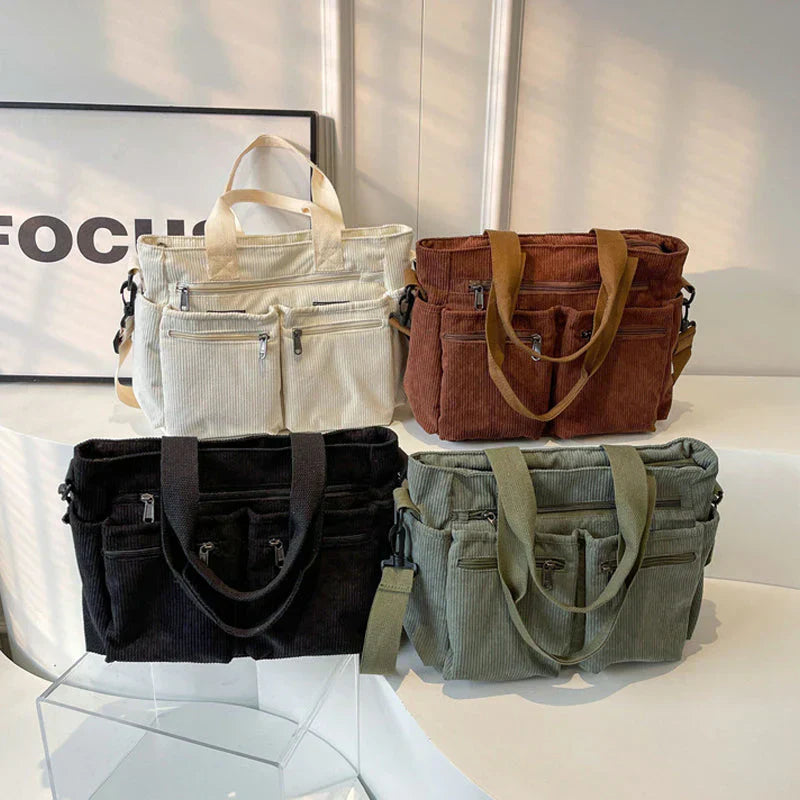 Women's Corduroy Shoulder Tote Bag