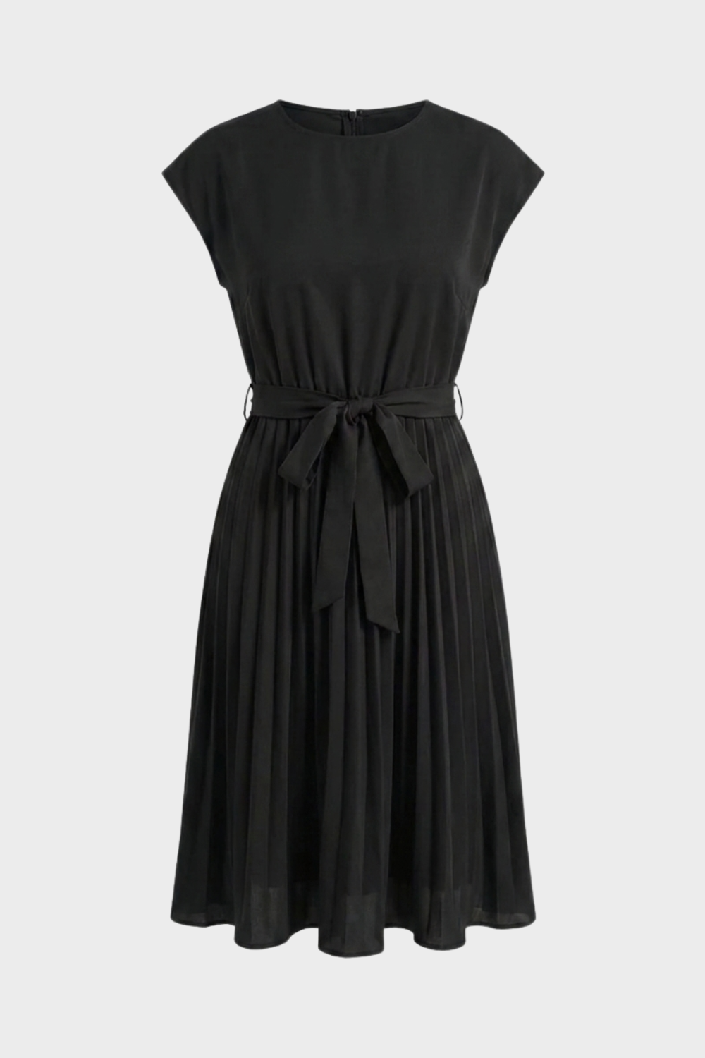 Women's Belted Pleated Midi Dress