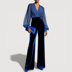 ZAIRA – Elegant Velvet Look Set, Blue