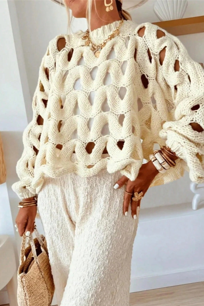 Women's Crochet Jumper – Loose Fit