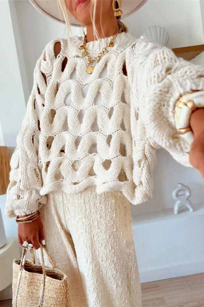 Women's Crochet Jumper – Loose Fit