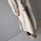 Women's Elegant Double-Breasted Longline Trench Coat