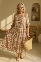 Iris | Sable Short-Sleeve Midi Dress