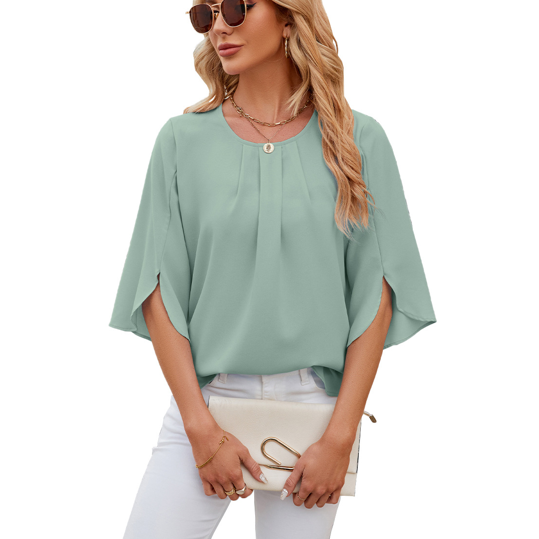 Women's Chiffon Three-Quarter Sleeve Blouse