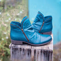 Women's Ruched Leather Ankle Boots – Side Zip