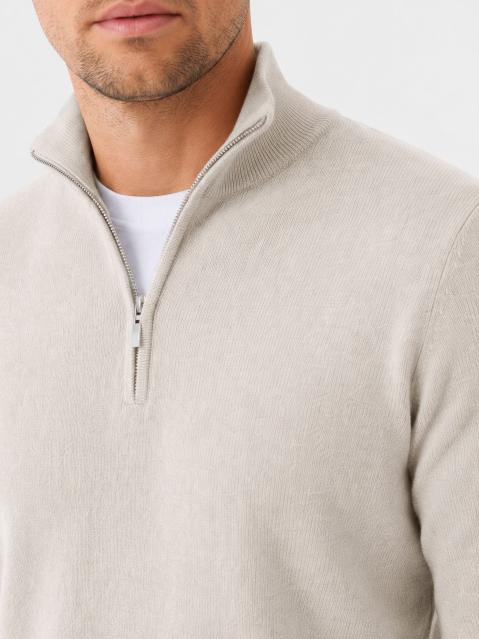 Men's V-Neck Zip Detail Jumper