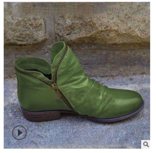 Women's Ruched Leather Ankle Boots – Side Zip