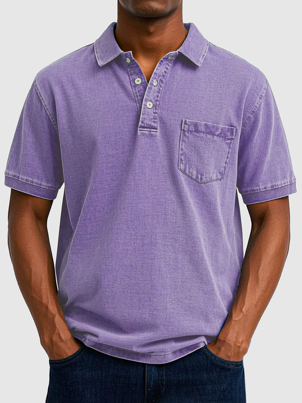 Men's Cotton Denim Short Sleeve Polo