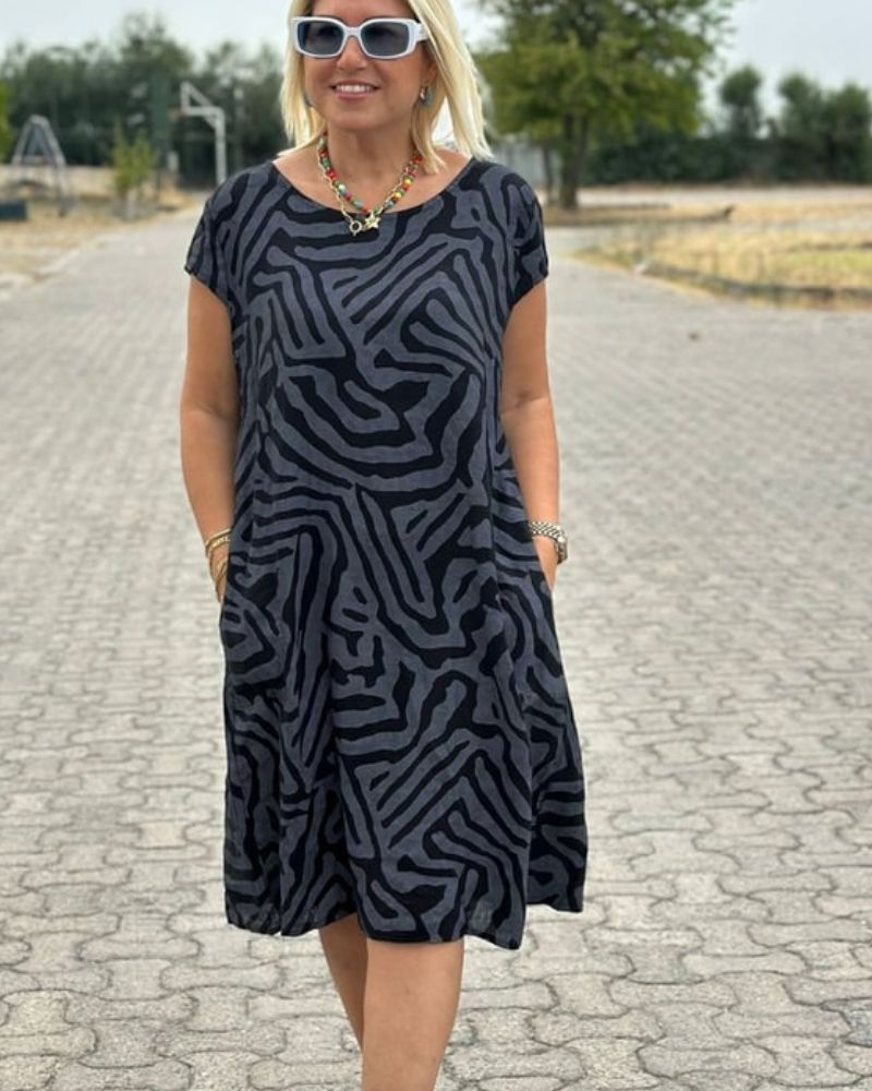 Avanille Round Neck Summer Midi Dress