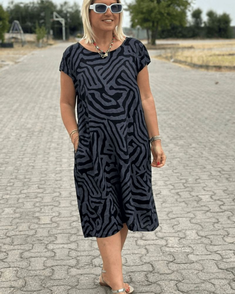 Avanille Round Neck Summer Midi Dress