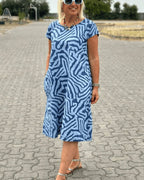 Avanille Round Neck Summer Midi Dress