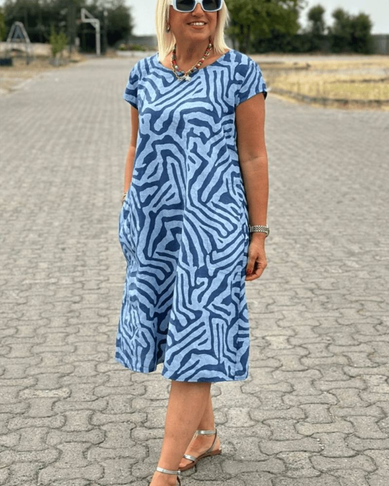 Avanille Round Neck Summer Midi Dress
