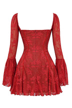 Women's Sheer Lace Long Sleeve Mini Dress