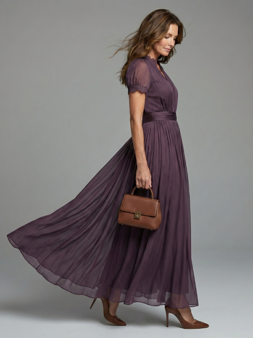 Elia | Graceful Lace Keyhole Maxi Dress