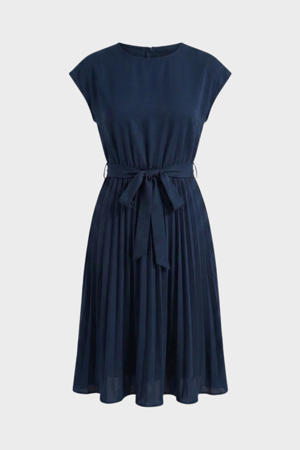 Women's Belted Pleated Midi Dress